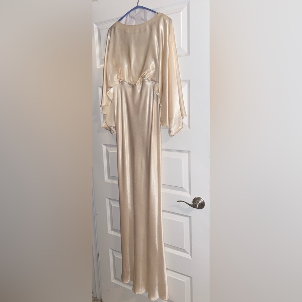 Shona Joy LA LUNE OPEN BACK CURVED SLEEVE MAXI DRESS - CREAM - WORN ONE TIME